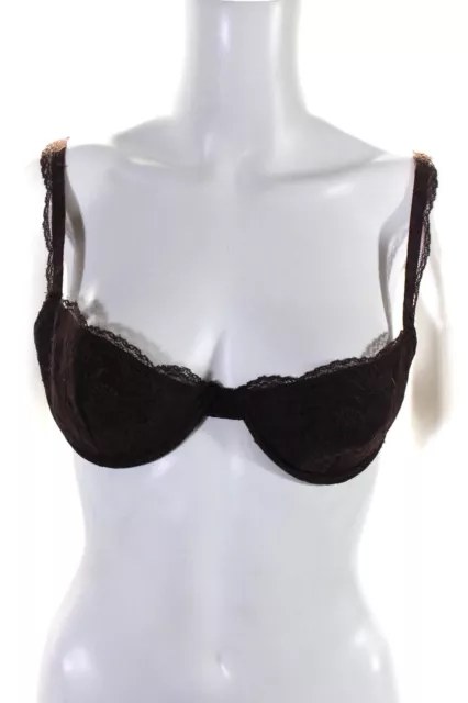 Moschino Womens Hook Back Underwired Lace Bra Brown Size 34C