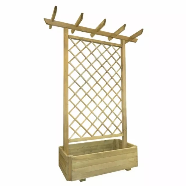 vidaXL Madera de Pino Pérgola de Jardín Enrejada y Jardinera 162x56x204 cm