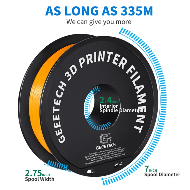 Geeetech Imprimante 3D  Orange 1kg Filament 3D 1.75mm PLA pour Imprimante 3D 3