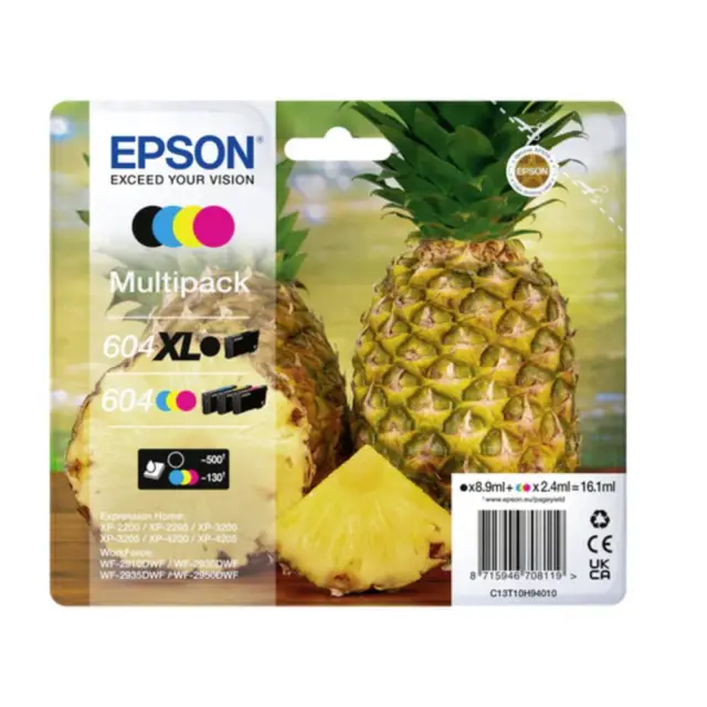 Epson Encre T10H9, 604XL dorigine pack bundle noir, cyan, magenta, jaune