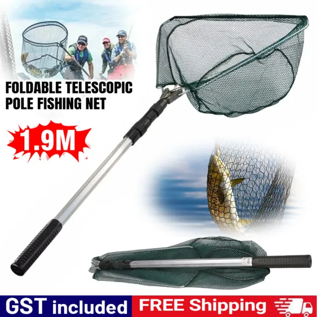 Stainless Steel 1.9m Long Telescopic Handle Fish Landing Dip Net