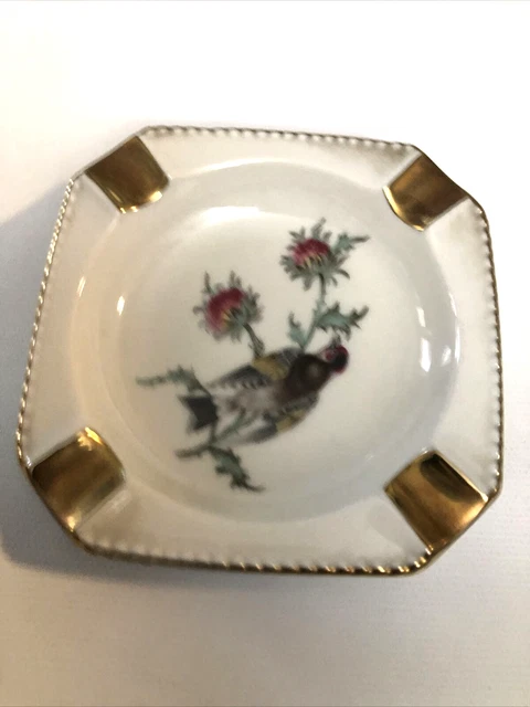 Bavaria Eberthal Qualitats Porzellan W Germany ASHTRAY BIRD Gold Trim 22 4 inch