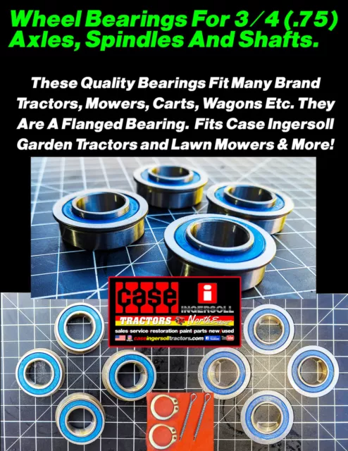 Wheel Bearings For 3/4 (0.75, 19mm) Axles, Shafts, Spindles etc. Fits MANY Brand