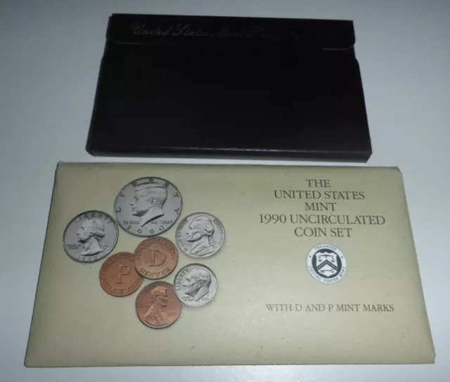 1990 U.S Mint Proof Set + Uncirculated Coin Set -  P & D - OGP & COA