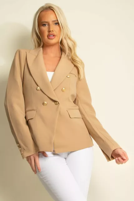 New Season Attentif Paris Double Breasted Blazer in Camel