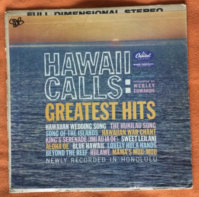 Vintage Webley Edwards “Hawaii Calls: Greatest Hits” Record Album 1960-Vg+