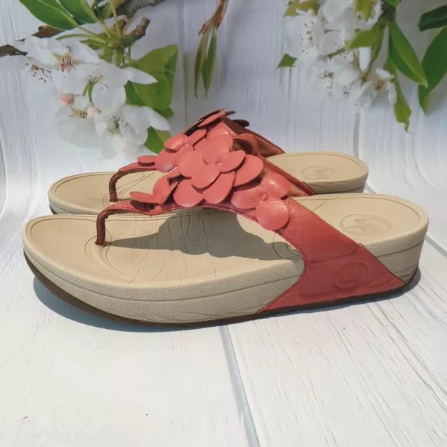 FITFLOP LADIES UK 6 SANDALS Fleur Coral FLOWERS Floral Toe Post Thong LEATHER 26.00 PicClick UK