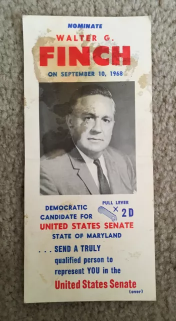 Vintage 1968 Democratic Senate Candidate Advertising