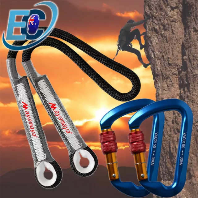 30KN Climbing Carabiner Locking Safety Prusik Climbing Rope Rappelling Rock Cord