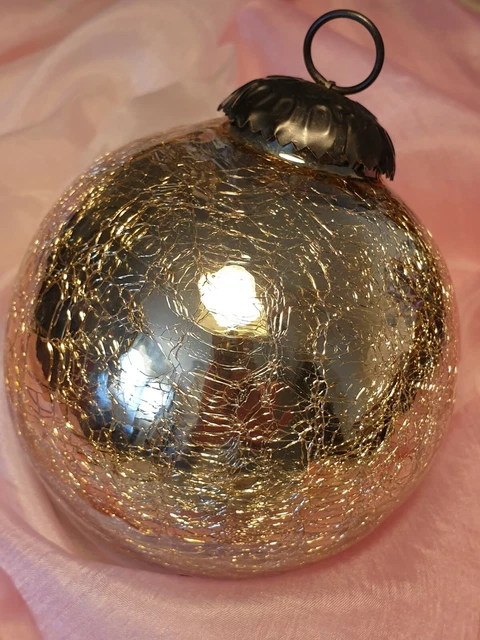 Boule De Noël Ancienne Verre églomisé Mercurisé – D. 7,5 Cm, Vers 1900, Occasion
