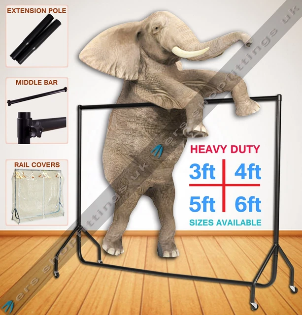 HEAVY DUTY GARMENT RAIL, CLOTHES RACK, COVER HOME SHOP RAIL 3ft 4ft 5ft