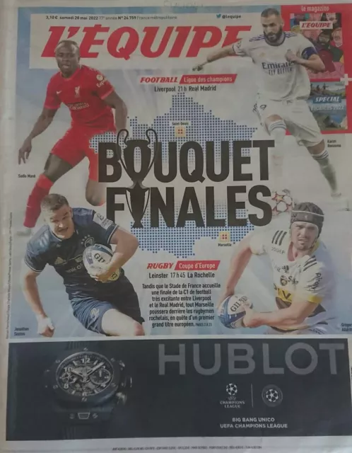 Journal l'équipe N°24759-28/5/2022 Real Madrid Liverpool La Rochelle Leinster