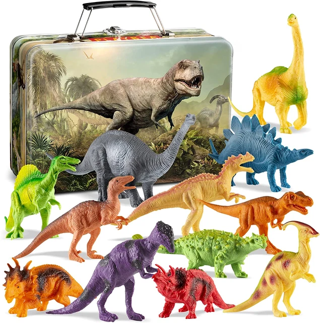 PLAYBEA Dinosaur Toys - 12 7-Inch Realistic Dinosaurs Figures with Storage Box |
