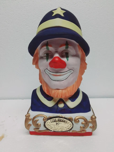 Vintage  Ezra Brooks Clown Cop Decanter Bottle Empty