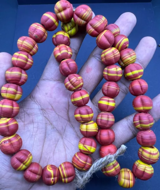 Beautiful Old Color Rare African Glass Antique Beads Strand