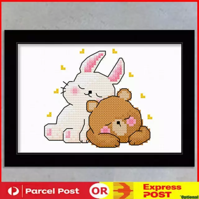 25x20cm DIY Cross Stitch 11CT Stamp Kit Needlework (Sleeping Animals)