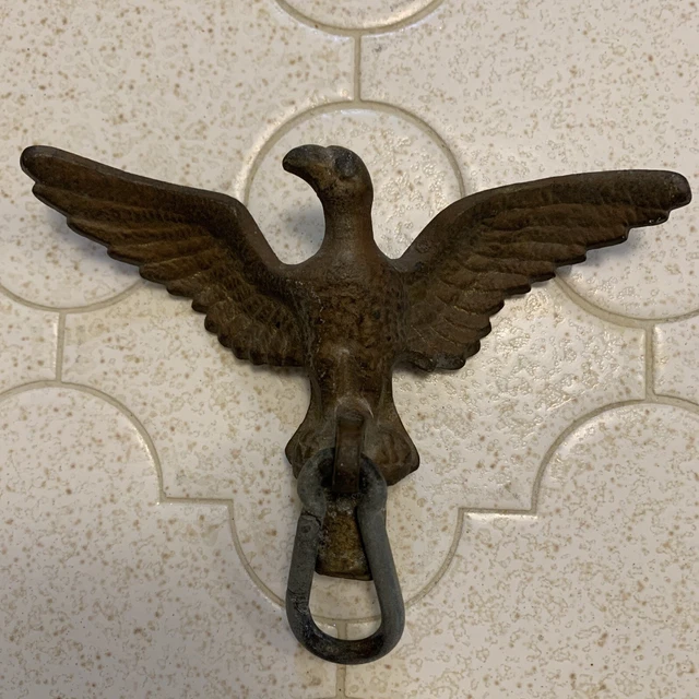 Antique Cast brass American Eagle Flag Pole Topper Finial 5" Wing Span