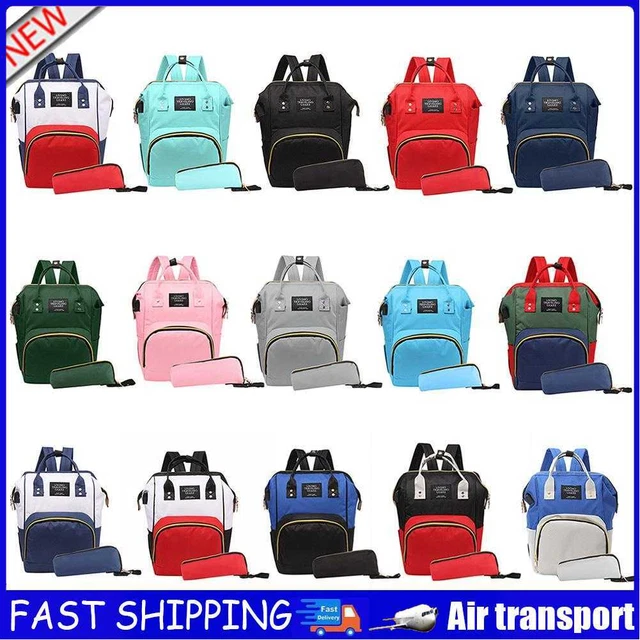 2pcs/set Mummy USB Backpack Baby Care Bag Diaper Nursing Clutch Handbag