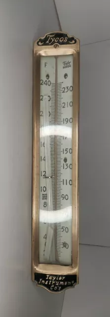 Vintage Solid Brass Boiler Thermometer.Taylor Instrument Co's. Tycos, NY, USA.