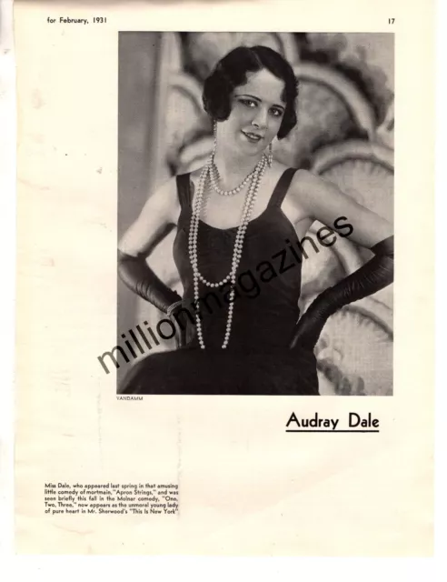 1931 Audray Dale in This is New York original print from Theatre - Very Rare