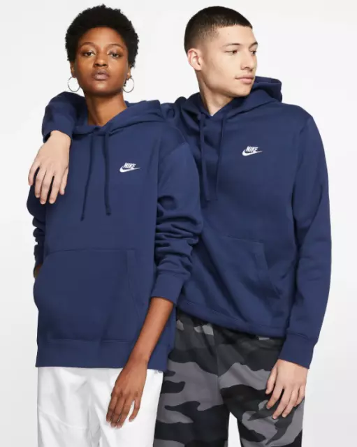 Nike NSW Club Fleece Mens Hoodie Blue Multi Size Pullover Top