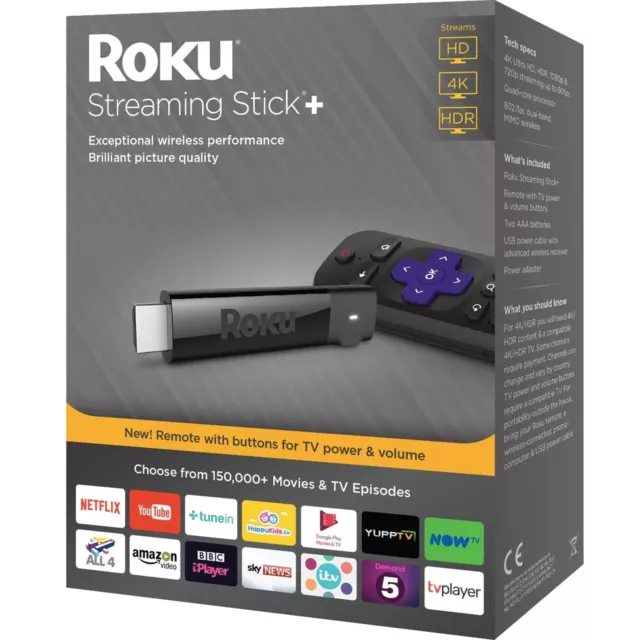 Roku Streaming Stick+ (3810EU) Media Streaming Stick - Black