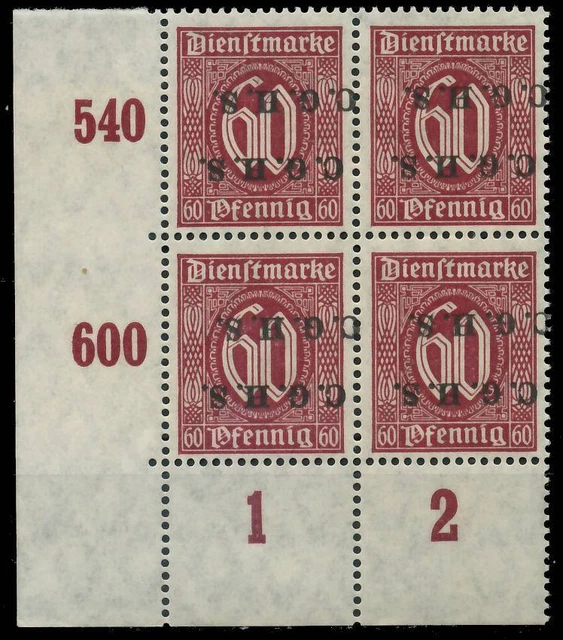 OBERSCHLESIEN DIENST Nr 15aX postfrisch VIERERBLOCK ECK X4D0596