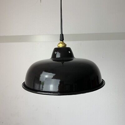 Abat-Jour Emaille Lampe Atelier Art Déco Vintage Industriel Design Ancien Tôle