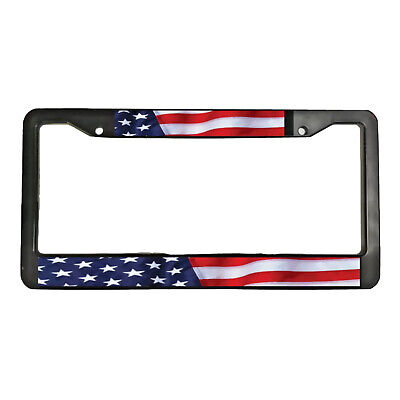 American Flag America US USA Patriotic Freedom Black License Plate Frame UNITED