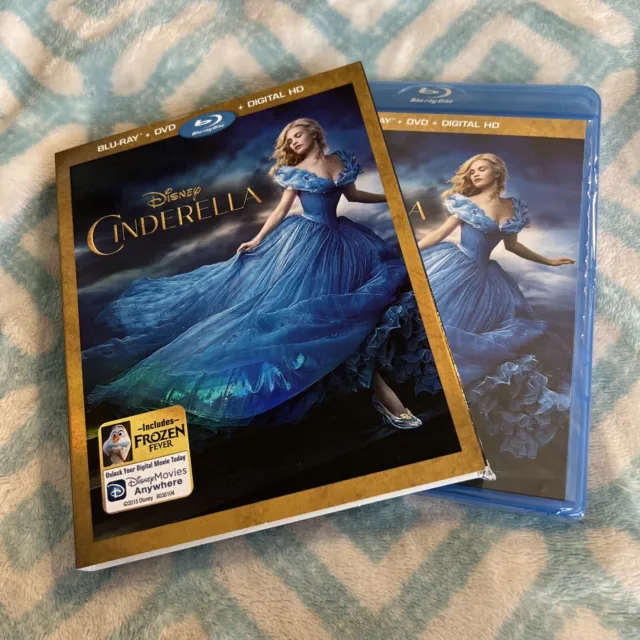 Cinderella (Blu-ray + DVD, 2015, 2-Disc Set w Slipcover) Walt Disney Live Action