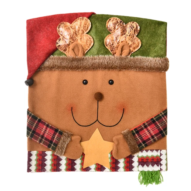 Weihnachts-Stuhlschutz, faltbar, dehnbar, Schneemann-Stuhl-Staubschutzstoff