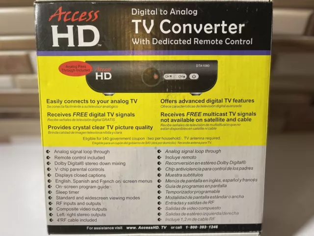 Access HD DTA1050 Digital To Analog TV Converter Box with Remote Control