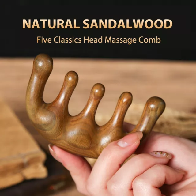 Head Meridian Massage Comb Green Sandalwood Five Wide Tooth Acupuncture Ther#w#