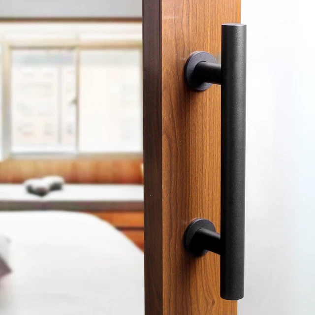 12" Inch Sliding Barn Door Pull Flush Handle Gate Hardware Set Iron Matte Black