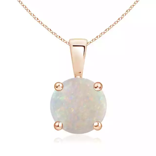 ANGARA Classic Round Opal Solitaire Pendant in 14K Solid Gold | 18" Chain