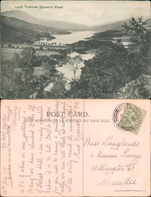 Loch Tummel Queens View GB 1907 Pitlochry Cancel