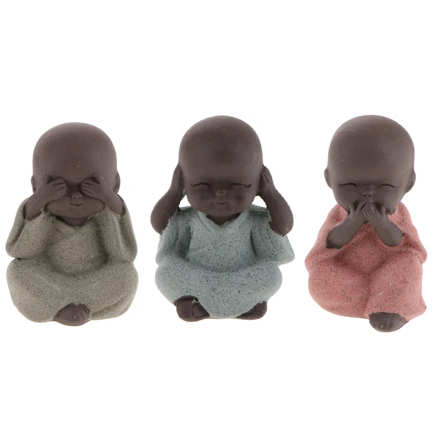 3 STÜCKE Nette Kleine Mönch Buddha Statuen Figuren