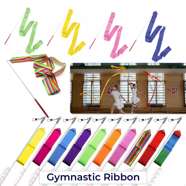 Ribbon Gym Dance Rhythmic Art Gymnastic Streamer Baton Twirling Rod Pack of 5/10
