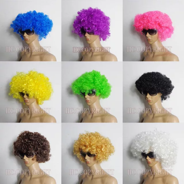 Fashion Women Mens Afro Curly Clown Costume Party Disco Wig Wigs Hair 16 Color