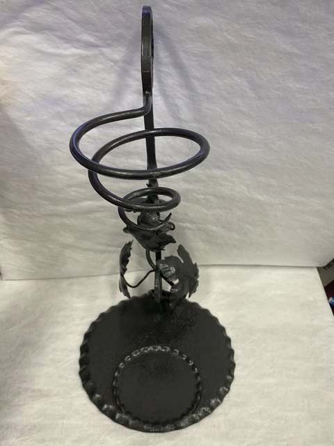 Rare Vintage Hand-Twisted wrought Iron Vine Leaf Candle Holders Sculpture Art