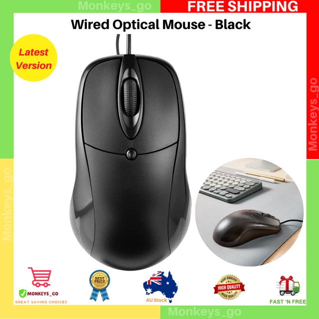 Wired Mouse For PC Laptop Computer Wheel-Black USB  Optical Wired Mouse Scroll