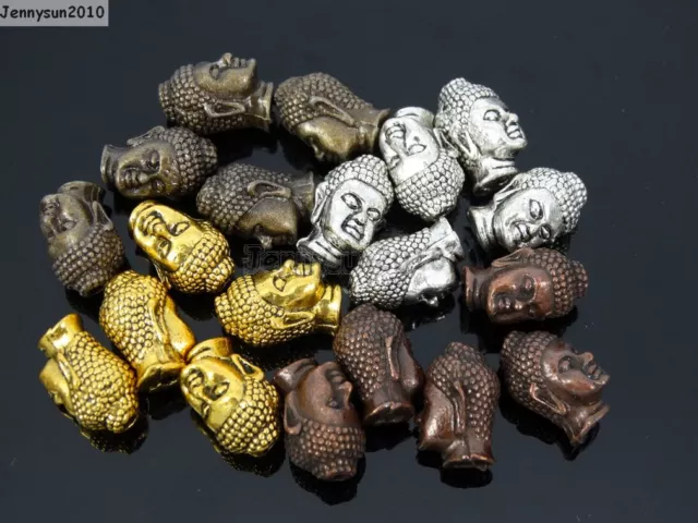 Solid Metal Buddha Head Bracelet Connector Charm Beads Silver Gold Copper Bronze 2