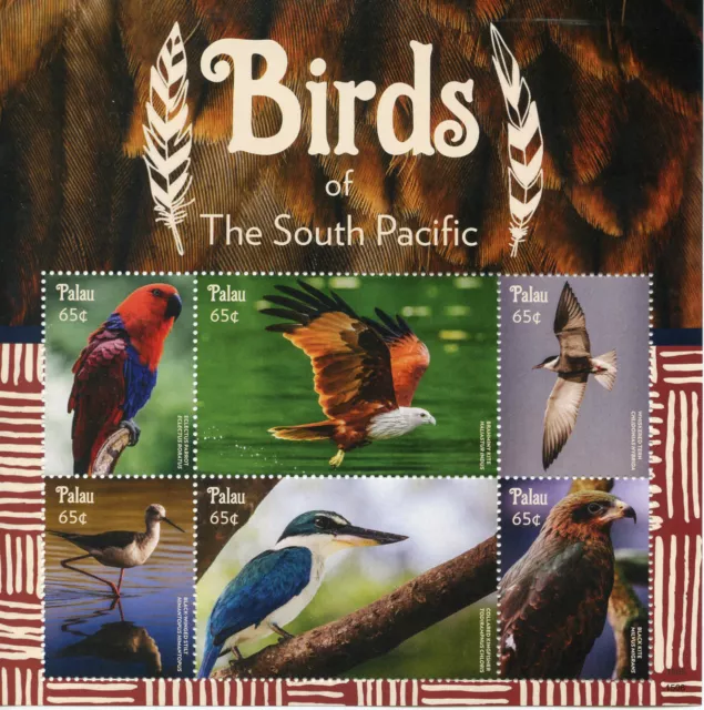 [D*] Palau 2015 MNH Birds of South Pacific 6v M/S Parrots Birds of Pre