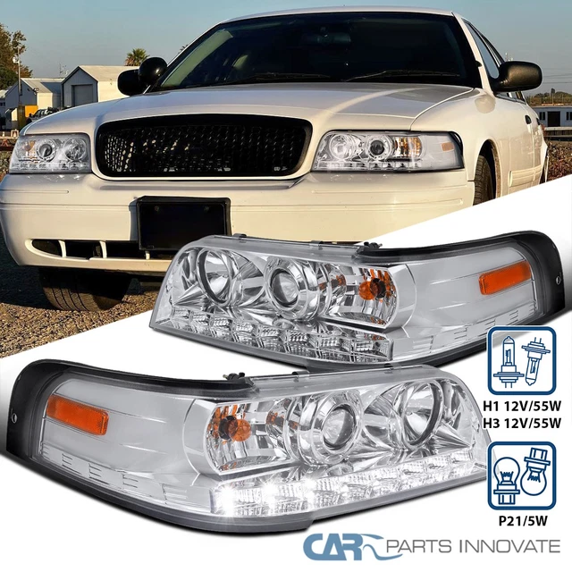 Pair Of Left & Right Halogen Headlights For 1992-1997 Ford Crown Victoria - With Bulbs