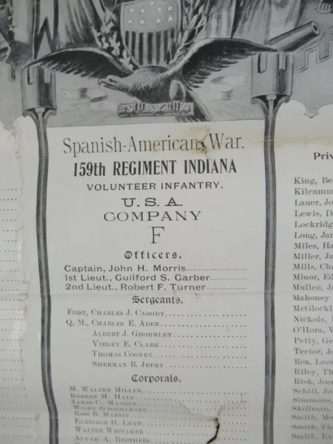 1898 Spanish American War 159th Regiment Indiana Volunteer Infantry Poster 2