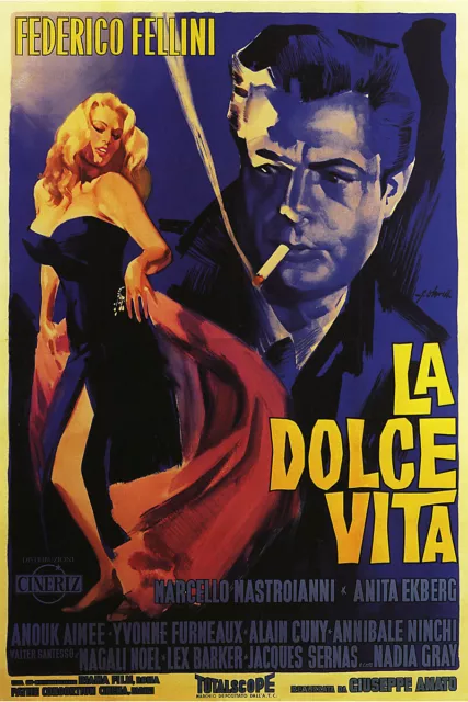 La Dolce Vita Vintage Federico Fellini Movie Poster