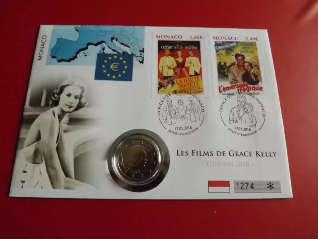 *Selten! Monaco* 2 Euro  Numisbriefe 2018 * Les Films de Grace Kelly (Alb20)