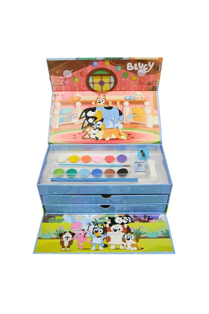 BLUEY KIDS COLOURING Case 44 Pieces Set Expression Arts And Crafts Case £19.13 - PicClick UK