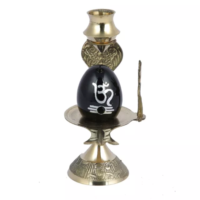 Shivling Idol Scultura in ottone Shiva Shivlingam Puja Abhishek Patra con...