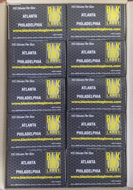 LARGE Black Mamba (10) 100 Glove Boxes; Disposable Nitrile Mechanic Glove; HVAC